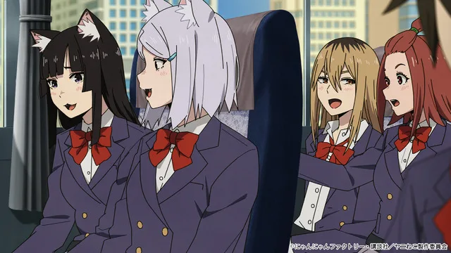 Imako and fellow characters during the Kyoto school trip in Yani Neko Episode 11