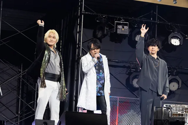Cast members performing on stage